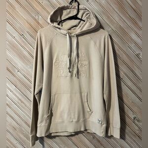 Roots Pink Cream Tan Hoodie with Embroidered Logo Strings Fuzzy Sleeves